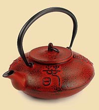 Four Seasons Red Cast Iron Teapot